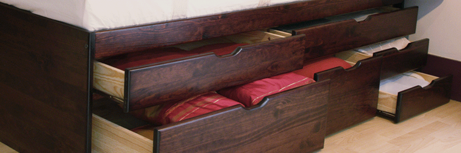 Collection de lits à tiroirs en bois massif - Artisanat français